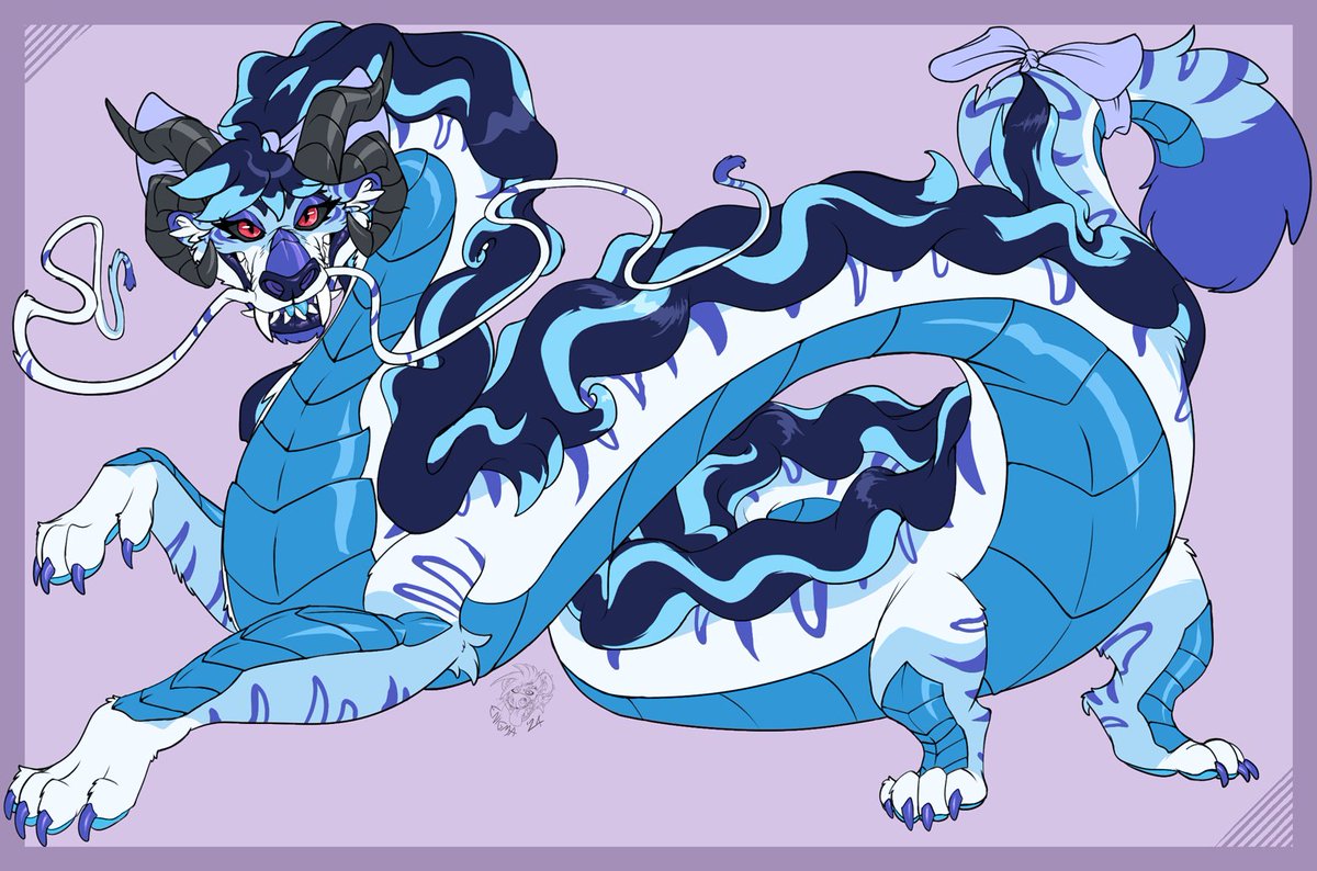 Sabretooth tiger/dragon discovers that being turned into a big elegant Eastern dragon means you can flaunt that long body all you want...just look at her luscious flowing mane!

Noodlefy commission for <a href="/Nik_Clarkson/">Kira</a>