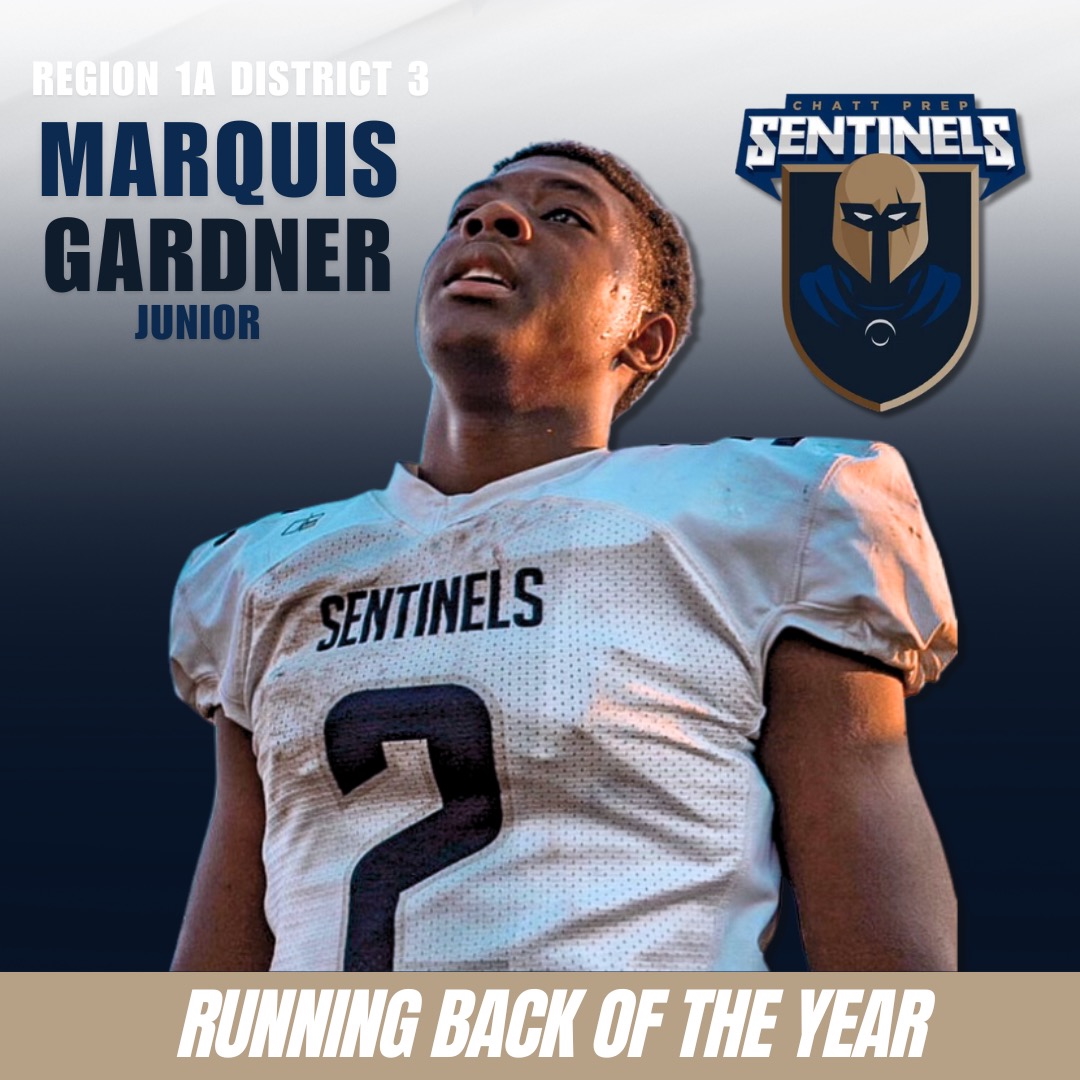History Made! Congrats to Marquis for being the 1st player in Chattanooga Prep football history to make the All-State team! After a breakout junior season, Marquis helped lead the Sentinels to the 2nd round of the playoffs with 1,353 rushing yards and 21 touchdowns. <a href="/deuce_423/">Marquis Gardner</a>