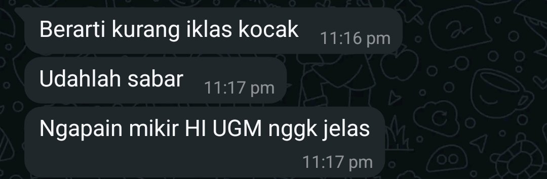 v_jvee's tweet photo. bukan kurang ikhlas, ikhlas itu perlahan merelakan sesuatu yg tdk sesuai dg takdir Nya,,
HI UGM jelas kok, itu impian gua bgt dr jaman snmptn 2022 sampe utbk dll, emg g takdirnya sii https://t.co/SwVFok5w5X