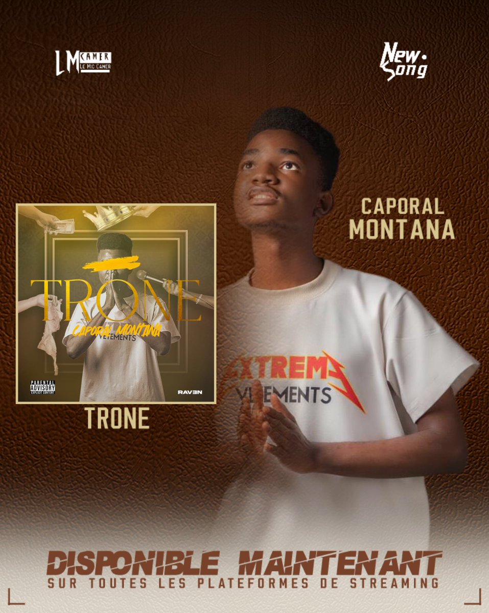 C’est avec "Trône" que <a href="/CaporalMontana/">Caporal Montana</a> fait son entrée musicale en 2025.

📍"Trône" Disponible maintenant 

#LeMicCamer 🤎🇨🇲