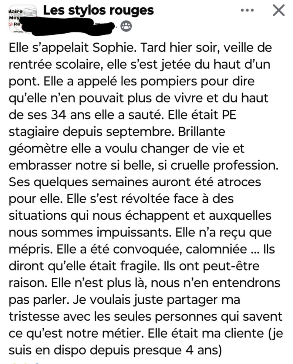 Témoignage sur les stylosrouges, groupe Facebook.
On recherche d'autres infos.
Condoléances à sa famille.