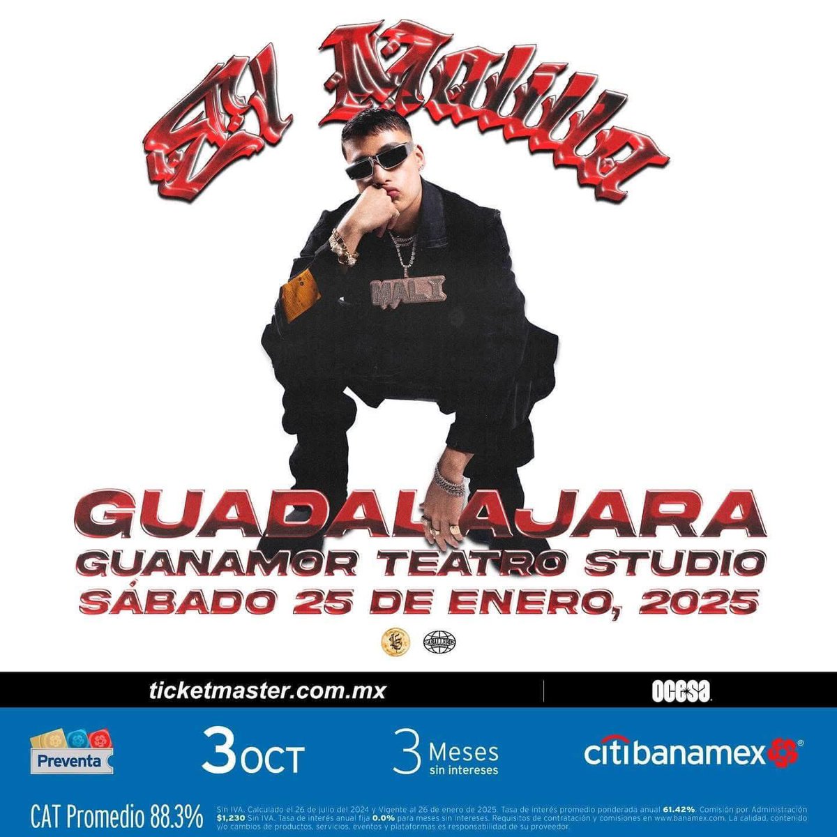 Buen inicio de año para los fanáticos del reggaetón Mexa!! 🇲🇽 
Quienes en menos de 20 días podrán disfrutar de <a href="/elmalibaby/">El Malilla</a> 🤠🔥 
📅 25 de Enero 
📍 @GuanamorTeatroS 
⏰ 9 PM 
🎟️ goo.su/URulGhS

<a href="/ocesa_total/">Ocesa Total</a> <a href="/CaballerosTV/">Caballeros</a> presentan. 🎶