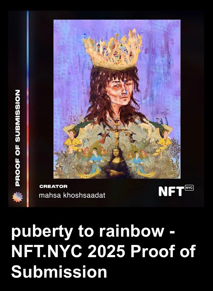 Take a look at the puberty to rainbow - NFT.NYC 2025 Proof of Submission NFT mahsakhoshsaadat.nft.nyc/token/pubertyt… #OneHub