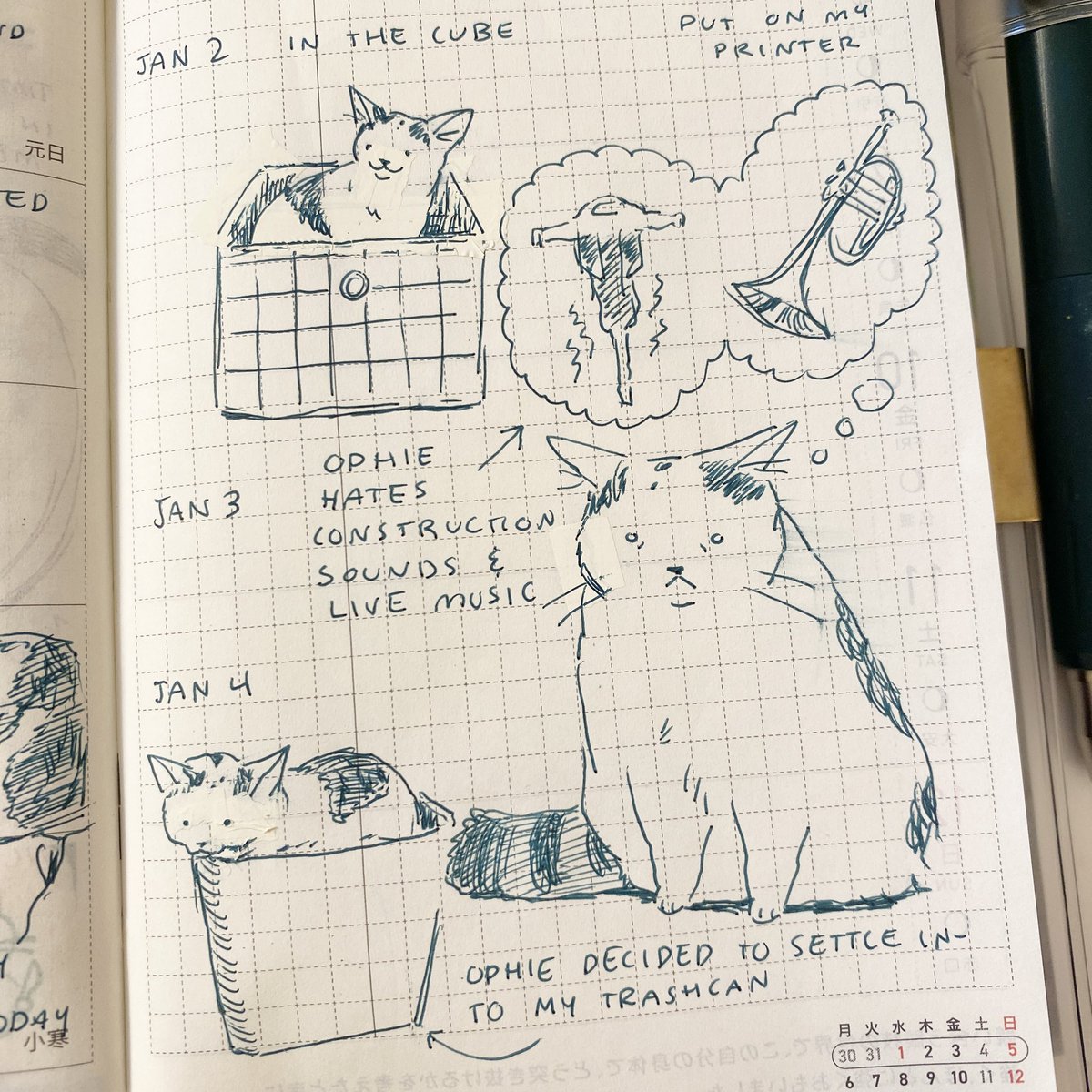 ophie diary dec 30 - jan 5: printer nap and scary construction 