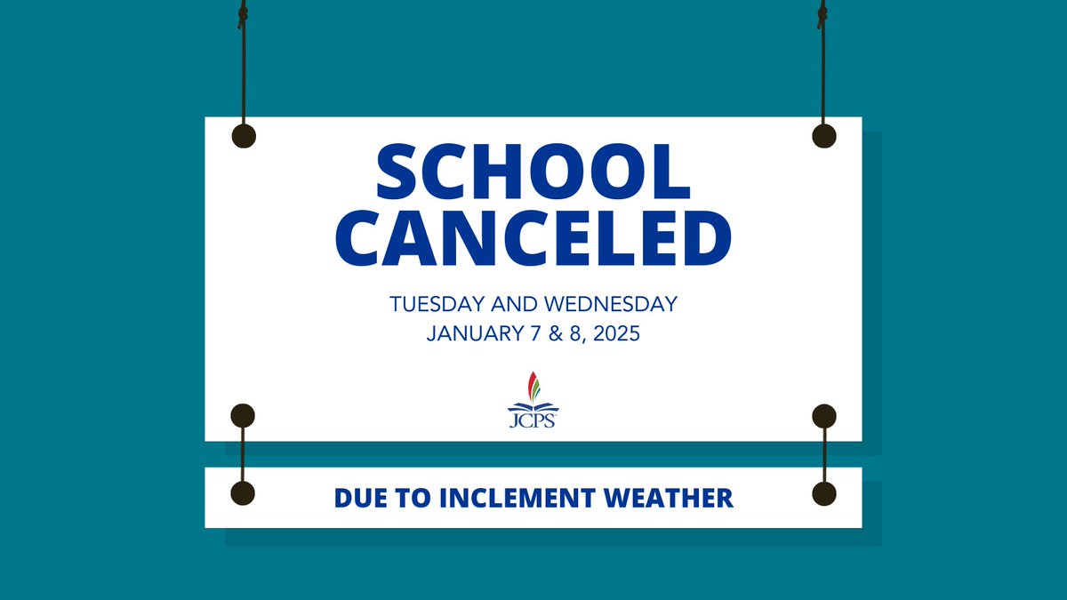 🚨 SNOW DAYS | Due to inclement weather, &amp; in order to give families and staff enough time to make any necessary plans, we are cancelling school for Tuesday, Jan. 7 and Wednesday, Jan. 8. All extracurricular and athletic events are also canceled. These are traditional snow days