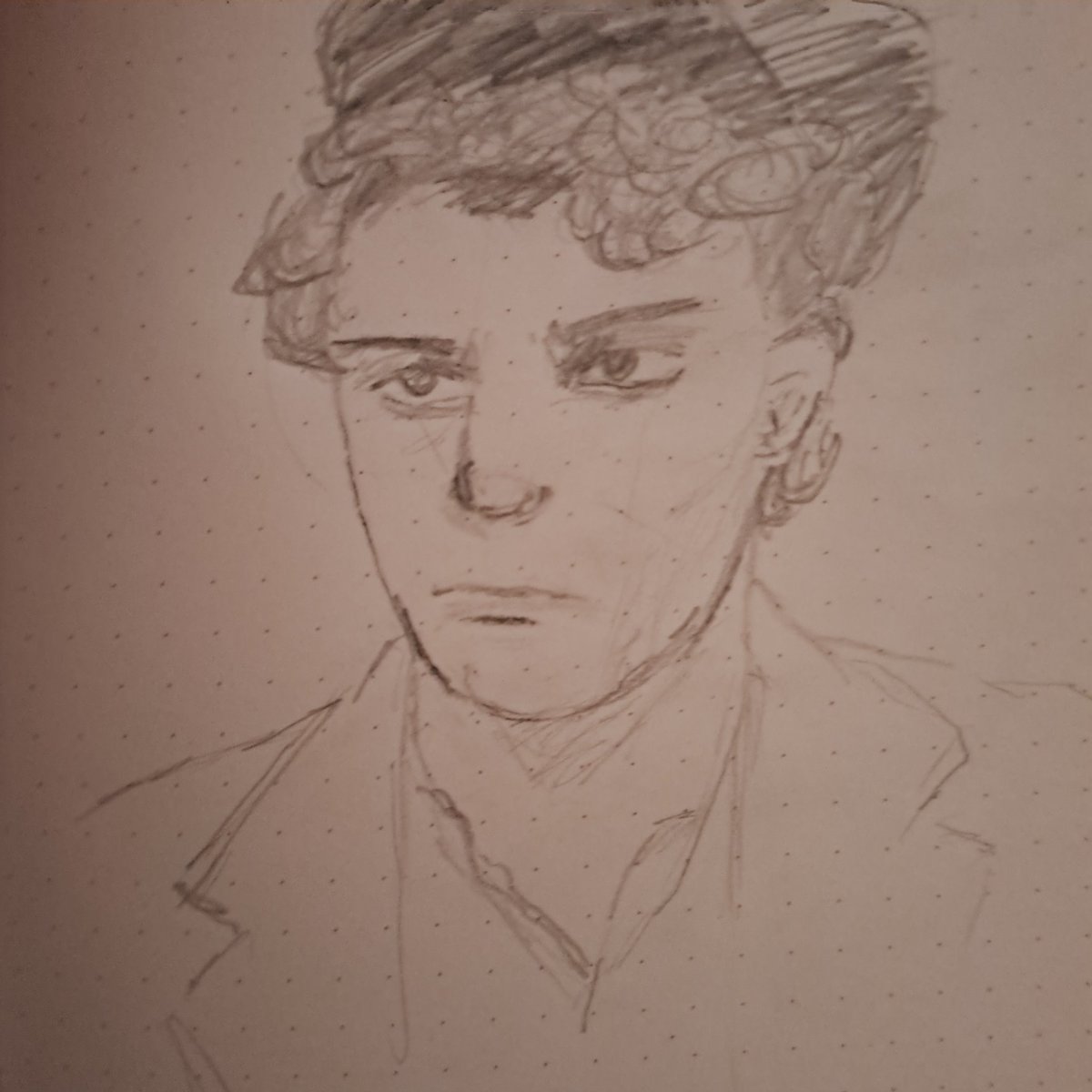 NotSashaJames's tweet image. @_RupertGraves I tried drawing Alec Scudder, but I think I just messed up so bad 😭