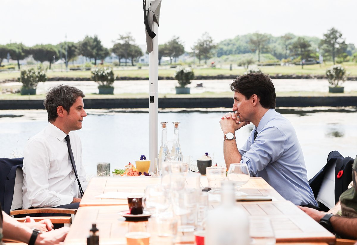 Gabriel Attal (@gabrielattal) on Twitter photo Cher <a href="/JustinTrudeau/">Justin Trudeau</a>, au long de nos échanges à Ottawa, à Paris, à Courseulles-sur-Mer, j’ai pu mesurer à quel point nous avions en partage un attachement viscéral à la prospérité et à l'amitié entre nos deux pays.
La France et le Canada seront toujours unis et liés, par la Cher <a href="/JustinTrudeau/">Justin Trudeau</a>, au long de nos échanges à Ottawa, à Paris, à Courseulles-sur-Mer, j’ai pu mesurer à quel point nous avions en partage un attachement viscéral à la prospérité et à l'amitié entre nos deux pays.
La France et le Canada seront toujours unis et liés, par la