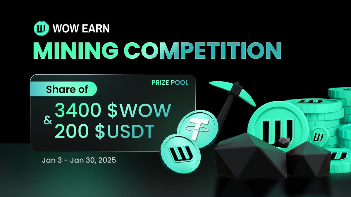 cryptokid_01's tweet photo. WOW EARN Weekly Mining Competition is HERE! βοΈ
Join the competition running from Jan 3 - Jan 30, 2025! 4 rounds, 7 days each, with amazing rewards for top miners! π° #WOWEARN #MiningCompetition #WOW https://t.co/5EKxsXmfqm