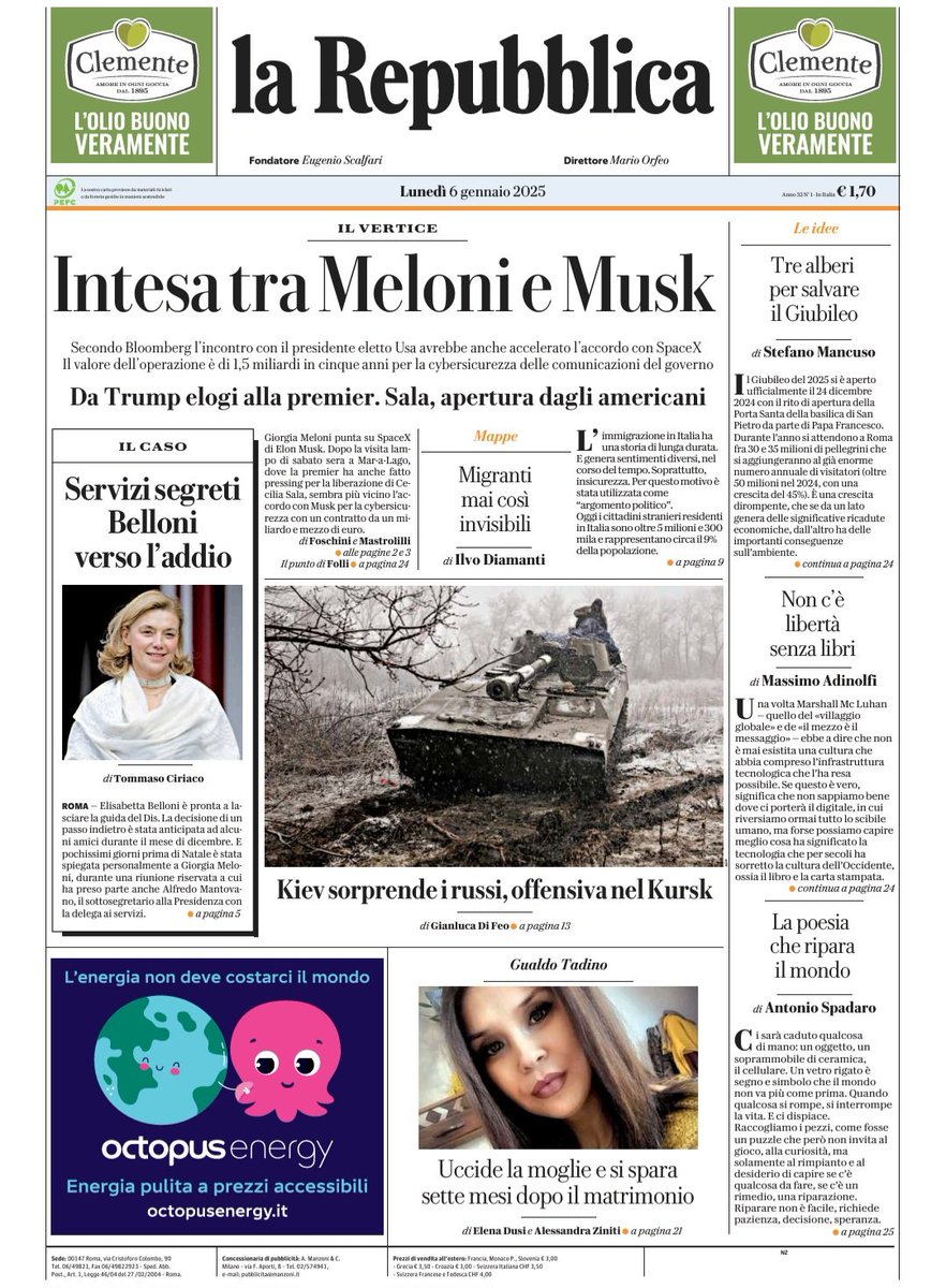 Sempre più belle le prime pagine del #canoneOrfeo. Al netto degli scoop su delitto #Mattarella e caso #Belloni.