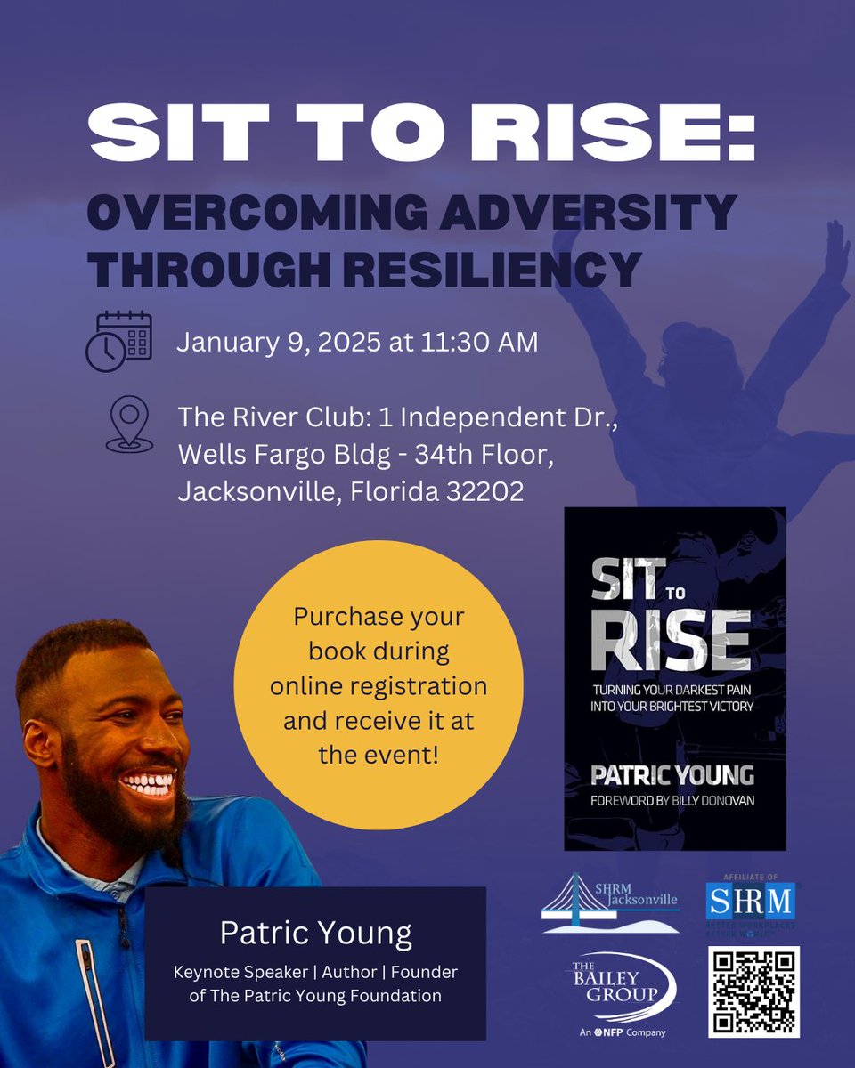 Start your new year with some inspiration! Join us on January 9th at 11:30 AM at the beautiful River Club to hear Patric Young, former collegiate basketball star and resilience advocate, share insights on Overcoming Adversity Through Resiliency. 💼✨ 
🌐loom.ly/idUE8NM