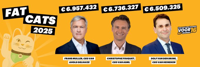 Piratenpartij's tweet photo. Vandaag is Fat Cat Day https://t.co/gPnCbdd19r
CEO's hebben nu evenveel gecasht als hun medewerkers met minimumloon in 't hele jaar😲
Daarom willen wij het minimumloon naar 16,- https://t.co/rtkAWfJIhr
en dat FatCatDay op z'n vroegst in februari valt!😼 #fatcat #fatcatday https://t.co/v5n6nuKkJF