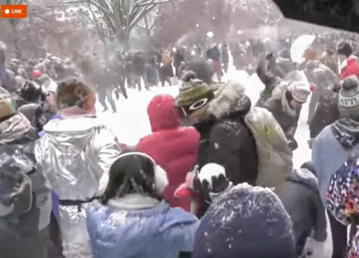 CensoredFree's tweet photo. Oh no! Snowball fights are breaking out on the Capitol lawn! Is this an "in-snow-rection?" 🤣 Where's Pelosi? Get her out there! Guards! Joe! Where are you?! #DanBongino #TuckerCarlson #seanhannity #DonaldTrump #catturd #greggutfeld https://t.co/vRBnxKVBro
