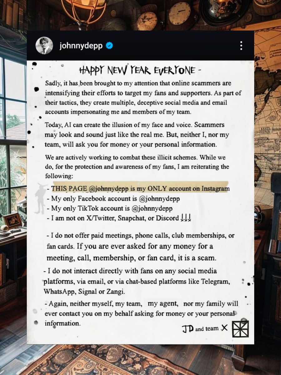 Now can all the scammers shut the h*ll up and stop that sh't wither with pretending to be Johnny or anyone else or other celebrities bec every fanbase already know their idol well to even believe all of your bullsh*ts 🙄😒

#JohnnyDepp #JohnnyDeppIsLoved #deppheads