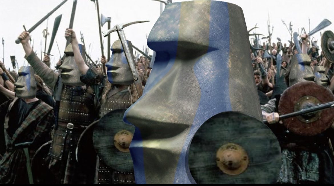 Sons of Rapa Nui, 

I am Unga the Bunga. 

And I see a whole army of my 🗿 here in defiance of imperialistic tyranny. 

You have come to fight as free 🗿, and free 🗿 you are. What would you do without 🗿? Will you fight for justice?