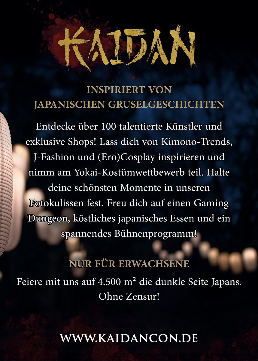 Am 8.-9.11.2025 werden wir die Halle 45 in Mainz mit schaurigheissem Programm füllen! Erkennt ihr die Yōkai auf dem Bild?🎎
Feier mit uns die dunkle Seite Japans, ganz ohne Zensur von horror und 3rot1k👻
#halloweenmatsuri #kaidancon2025 #kaidan #yokai #jfashion #artistalley
