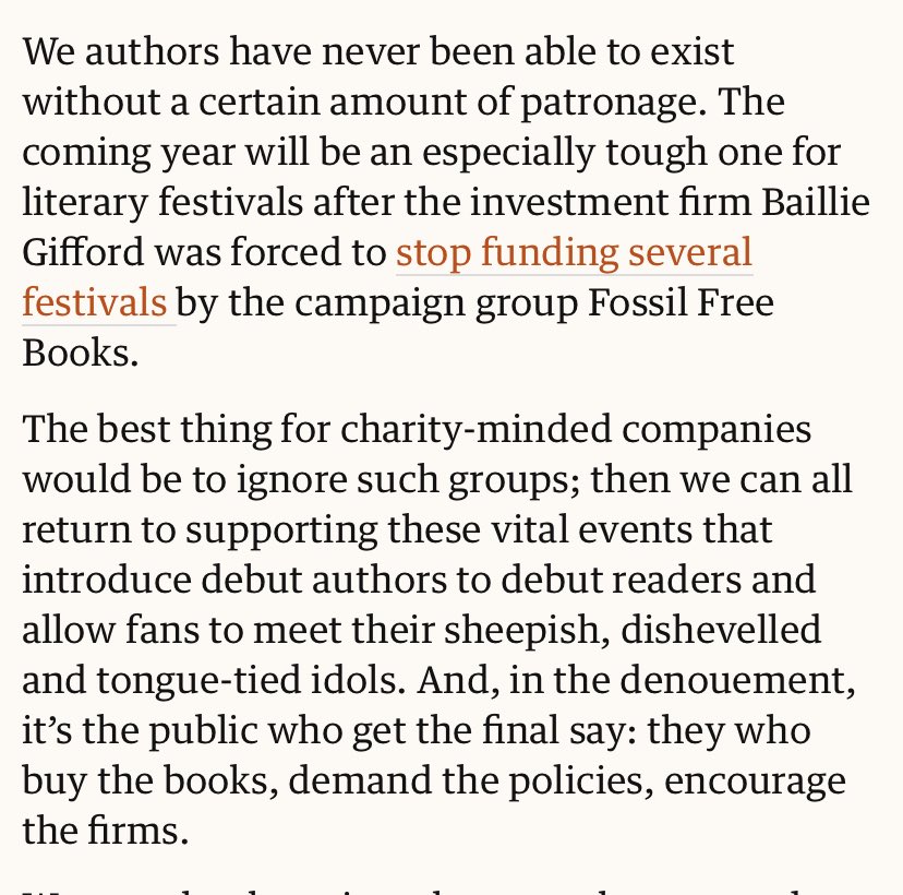 Chris Garrard (@thegarrard) on Twitter photo Some important points made by <a href="/GarethRubin/">Gareth Rubin</a> in the <a href="/guardian/">The Guardian</a> - but disagree with his take on Fossil Free Books.
Applying ethical standards to corporate sponsors is just good practice, and the sector should be responsive to concerns of stakeholders… 1/2
theguardian.com/commentisfree/… Some important points made by <a href="/GarethRubin/">Gareth Rubin</a> in the <a href="/guardian/">The Guardian</a> - but disagree with his take on Fossil Free Books.
Applying ethical standards to corporate sponsors is just good practice, and the sector should be responsive to concerns of stakeholders… 1/2
theguardian.com/commentisfree/…