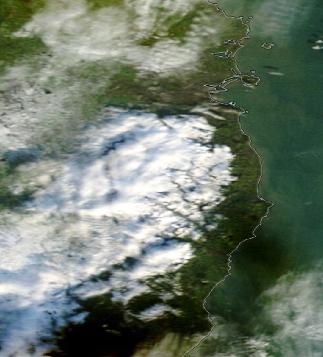 The NASA high resolution images from today. A lot of cloud but snow cover in Wicklow clear to see and also snow starved Dublin!