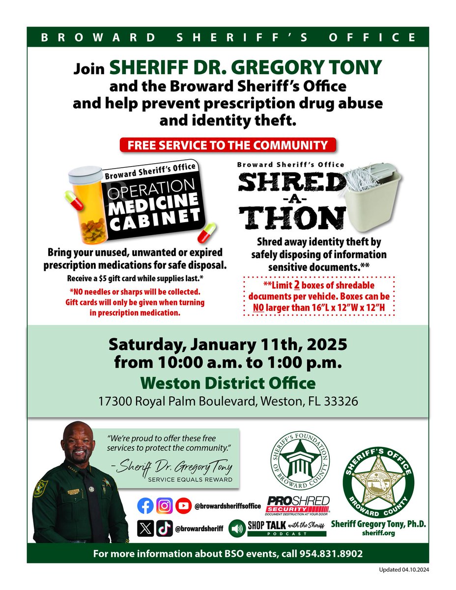 Help us prevent prescription drug abuse and identity theft!