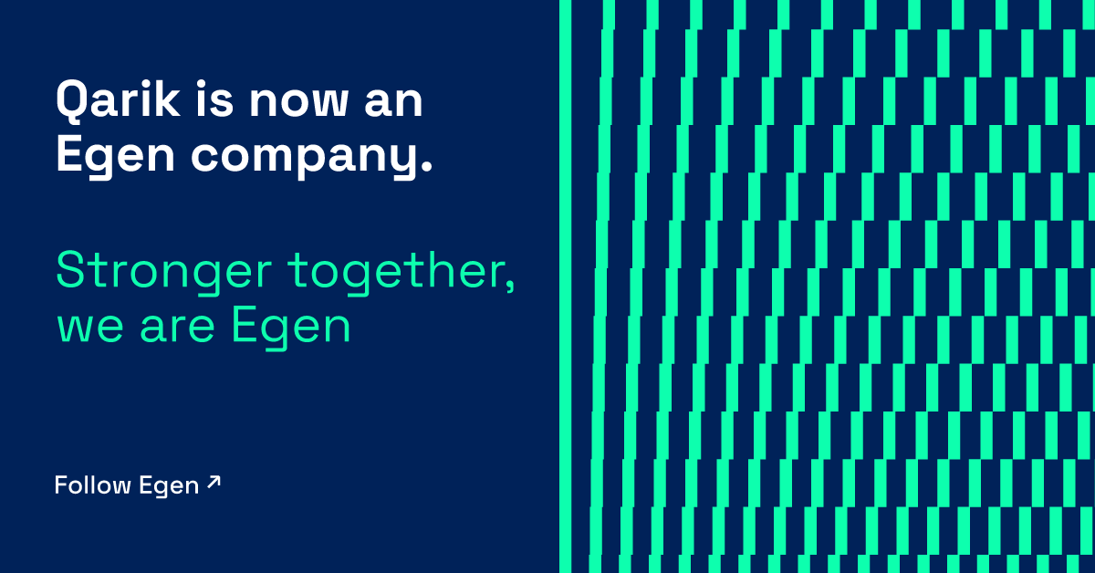 qarikgroup's tweet photo. Qarik is now an Egen company. Follow @egenaiofficial  to see how we bring deep engineering capabilities on #GoogleCloud to design and deliver solutions for organizations to improve their performance with #cloud, #data, #generativeAI, and #platforms.

#StrongerTogether https://t.co/vpy433oSDM