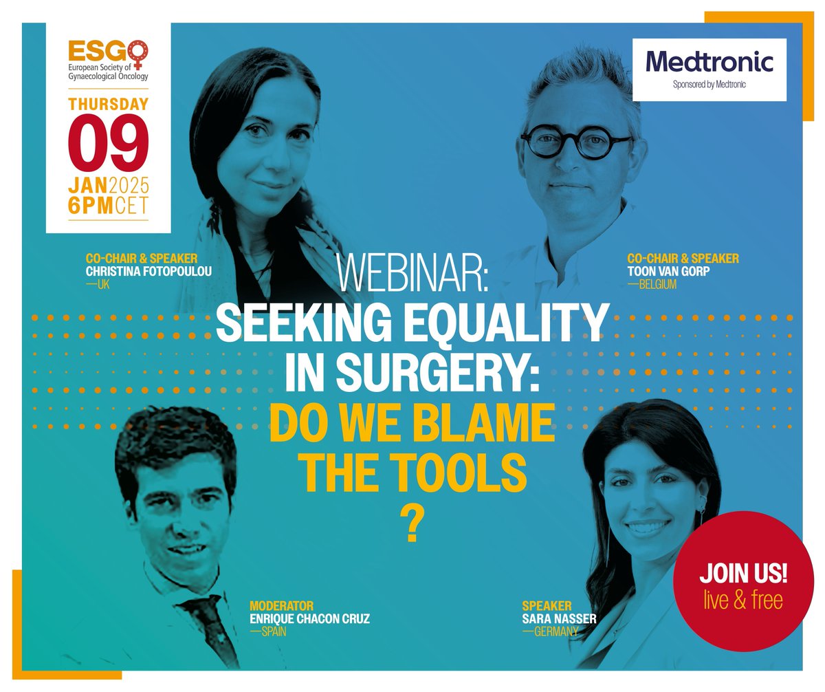 ESGO (@esgo_society) on Twitter photo Whatโs really holding us back in the operating room? ๐ค
THURSDAY: Expert surgeons Christina Fotopoulou ๐ฌ๐ง, Toon Van Gorp ๐ง๐ช, Sara Nasser ๐ฎ๐น, & Enrique Chacon Cruz ๐ช๐ธ will discuss equality in surgeryโand, in particular, how surgical instruments affect your performance, health & Whatโs really holding us back in the operating room? ๐ค
THURSDAY: Expert surgeons Christina Fotopoulou ๐ฌ๐ง, Toon Van Gorp ๐ง๐ช, Sara Nasser ๐ฎ๐น, & Enrique Chacon Cruz ๐ช๐ธ will discuss equality in surgeryโand, in particular, how surgical instruments affect your performance, health &