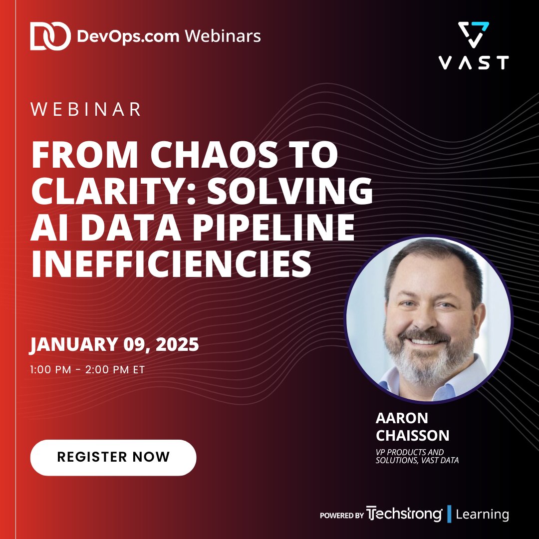 VΛST Data (@vast_data) on Twitter photo Eliminate data bottlenecks. Accelerate AI innovation.
If your AI data pipeline is slowing you down, join VAST Data and Techstrong Learning for a must-attend webinar, "From Chaos to Clarity: Solving AI Data Pipeline Inefficiencies," and learn how to transform inefficiencies into Eliminate data bottlenecks. Accelerate AI innovation.
If your AI data pipeline is slowing you down, join VAST Data and Techstrong Learning for a must-attend webinar, "From Chaos to Clarity: Solving AI Data Pipeline Inefficiencies," and learn how to transform inefficiencies into