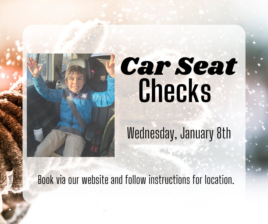 We are back in the office and with the weather warming up this week we have opened Wednesday for car seat checks! you can book via our website, safecommunitywb.ca.