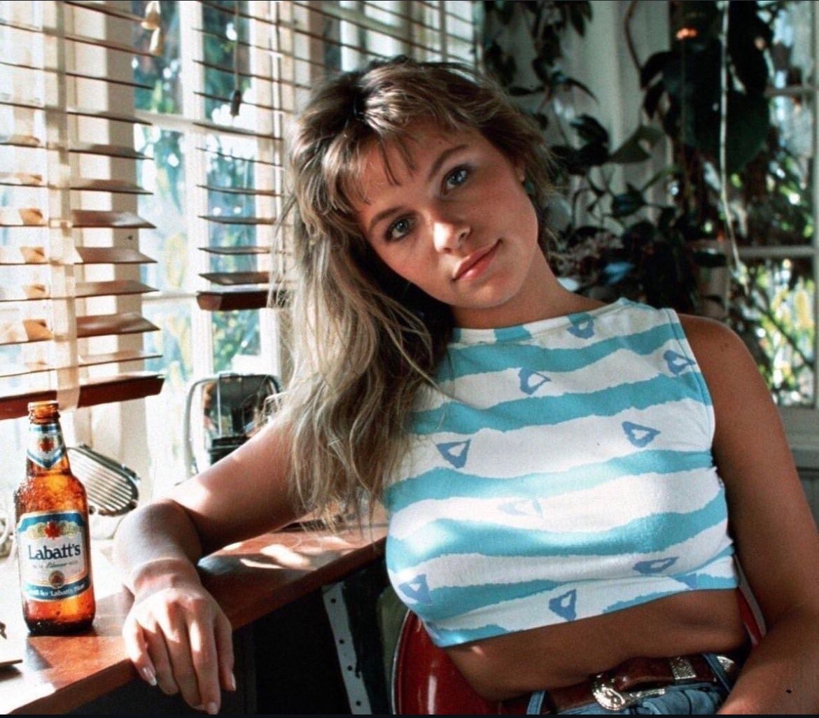 Pamela Anderson at 21, doing a Labatt's Beer Commercial, 1989.