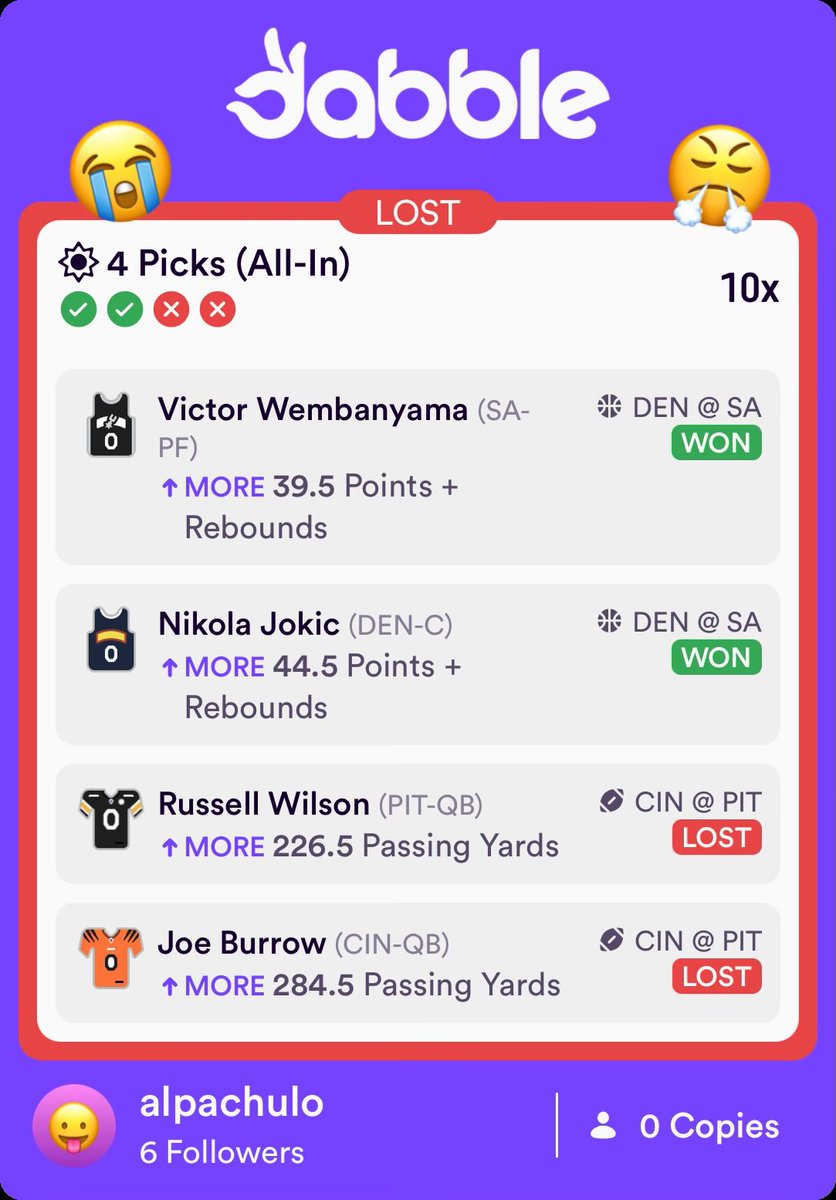 Otf_Bazzz's tweet photo. @DabbleFantasy Sharing is caring so here's an entry I placed on Dabble!👌🥰
https://t.co/BHvhBtrbO9 https://t.co/mKWt9F7EHA