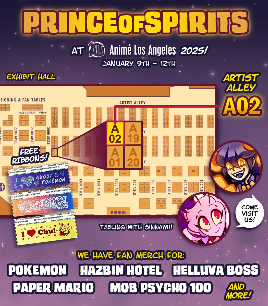 PrinceofSpirits's tweet photo. I'll be at @AnimeLosAngeles at Artist Alley table A02 Jan 9th-12th with @sinnawii! Stop by for our free ribbons!✨
#animela20 #animela20artistalley https://t.co/H0nApFgudA