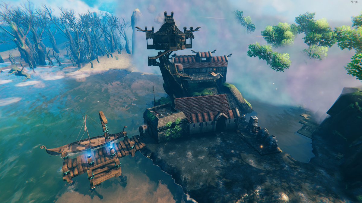 grizn0's tweet photo. #Valheim #ValheimBotM A Misty Harbour. No Dvergr were harmed (by me) during the making of this base. https://t.co/mFBt0HqaNO
