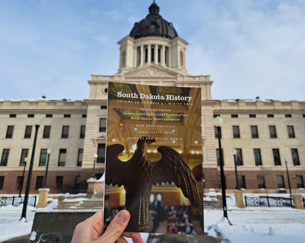 South Dakota History (@sodakhistory) on Twitter photo Vol. 54, No. 4, is out now! This special issue commemorates the state legislature’s 100th session. Articles by @CoreyWannamaker, Paul O’Rourke, and <a href="/JasonSteinhauer/">Jason Steinhauer</a>. To order, visit sdhspress.com/journal/south-….
To subscribe to the quarterly journal, visit history.sd.gov/membership.aspx. Vol. 54, No. 4, is out now! This special issue commemorates the state legislature’s 100th session. Articles by @CoreyWannamaker, Paul O’Rourke, and <a href="/JasonSteinhauer/">Jason Steinhauer</a>. To order, visit sdhspress.com/journal/south-….
To subscribe to the quarterly journal, visit history.sd.gov/membership.aspx.