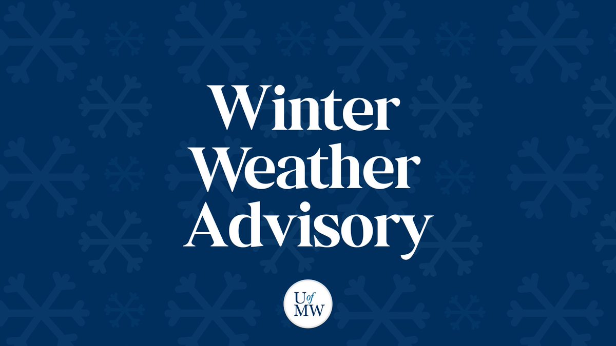 UMW will be closed on Tuesday, January 7, 2025, following the snow storm on January 6. All UMW campuses (Fredericksburg, Stafford, Dahlgren) will be closed all day Tuesday, January 7.

For more information, please check your UMW email or visit bit.ly/4a7Af9J
