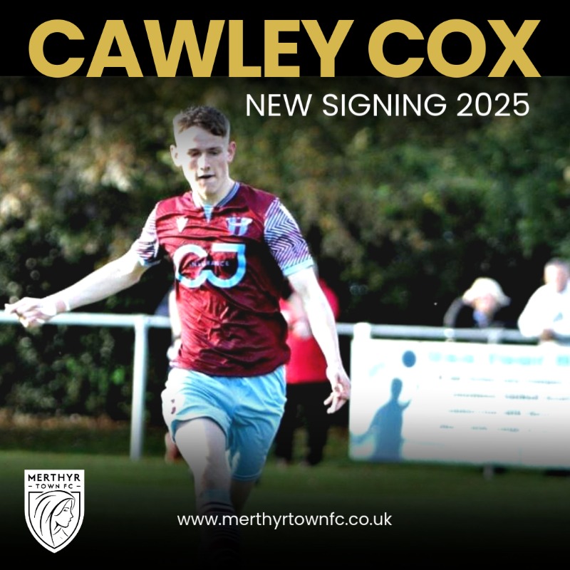 MerthyrTownFC's tweet photo. ✍🏼 Merthyr Town Football Club are delighted to announce the signing of striker, Cawley Cox from Westfields subject to International Clearance and FAW Approval. 

Read more 🔽