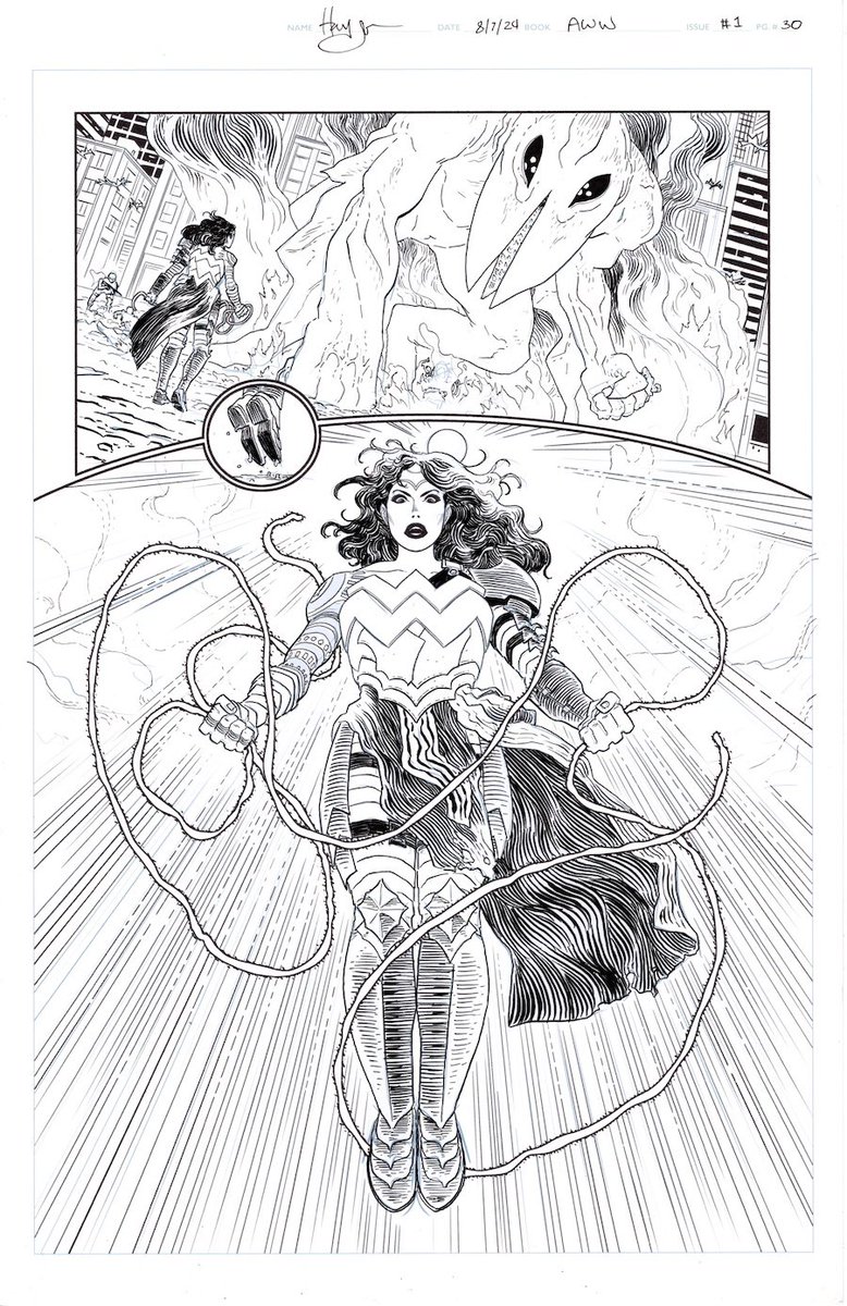 ABSOLUTE WONDER WOMAN #1 p.30 original art by <a href="/Cleanlined/">Hayden Sherman</a>…SOLD! Also used as 2nd print cover…congrats to buyer!

Every single Hayden original has sold since his debut drop…scroll down to see all here!:

felixcomicart.com/newitems365.asp

More coming soon…including BATMAN:DARK PATTERNS!