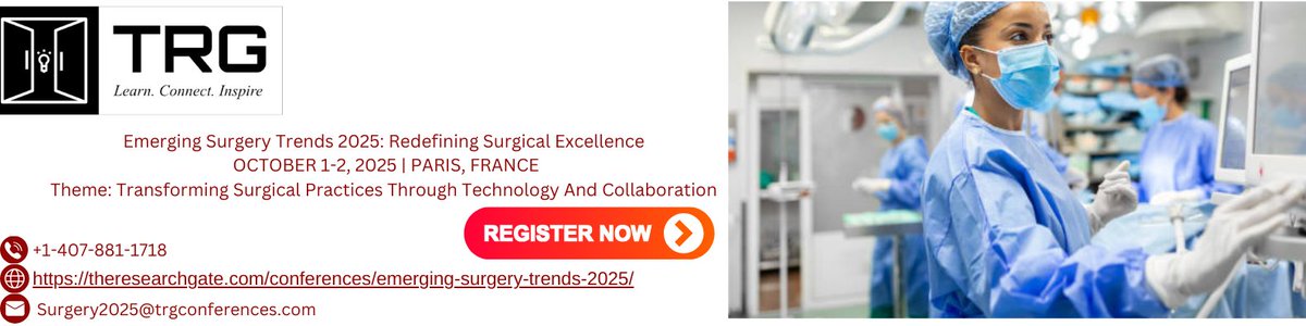 Emerging Surgery Trends 2025 
Join us in Paris on Oct 1-2, 2025 for a conference on Technology &amp; Collaboration in Surgery!
🔹 Learn from experts
🔹 Explore innovative trends
🔹 Redefine surgical excellence
theresearchgate.com/conferences/em…
#Surgery2025 #SurgicalInnovation  #Paris202