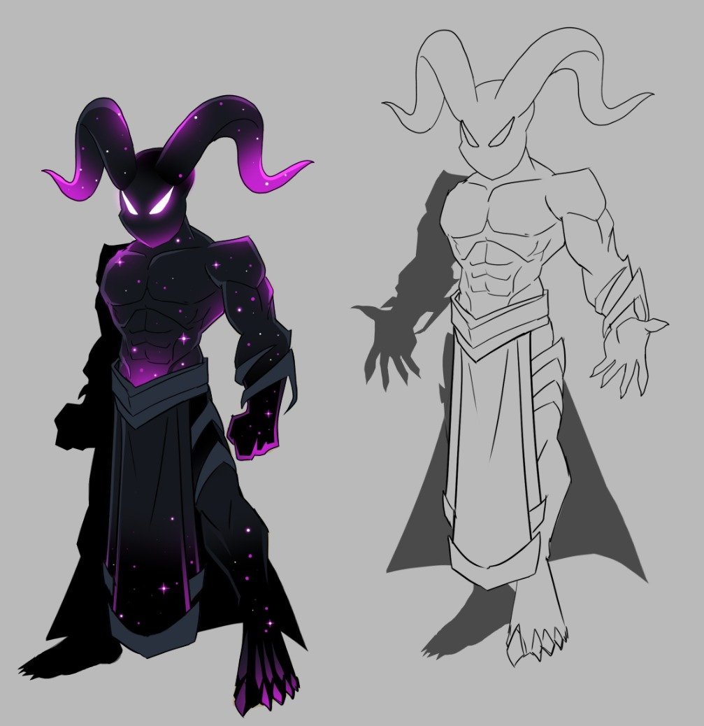 Yo_Lae's tweet image. These two though aren't planned for this month, but may come in the future. Cosmic void would have CC in the purples, and maybe a floating armor variant (I should check with the team first). The "makai rags" would be CC so you can make moglins too.