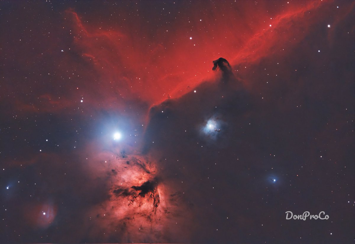 Ic 434 Head Horse Nebula, Flame nebula, Ngc2023, Alnitak..
From my Backyard
Bortle 4 😁
60/300s
5 hrs  
<a href="/antlia_filter/">Antlia Astronomy filter</a> Triband RGB Ultra 
🔭 Svbony Sv 550 122mm
📷 Camera ZWO asi 2600mcpro
⛰️ Mount Zwo AM5
💻 Pixinsigth 
#astronomy #astrophotography
#telescope
#nebula #space