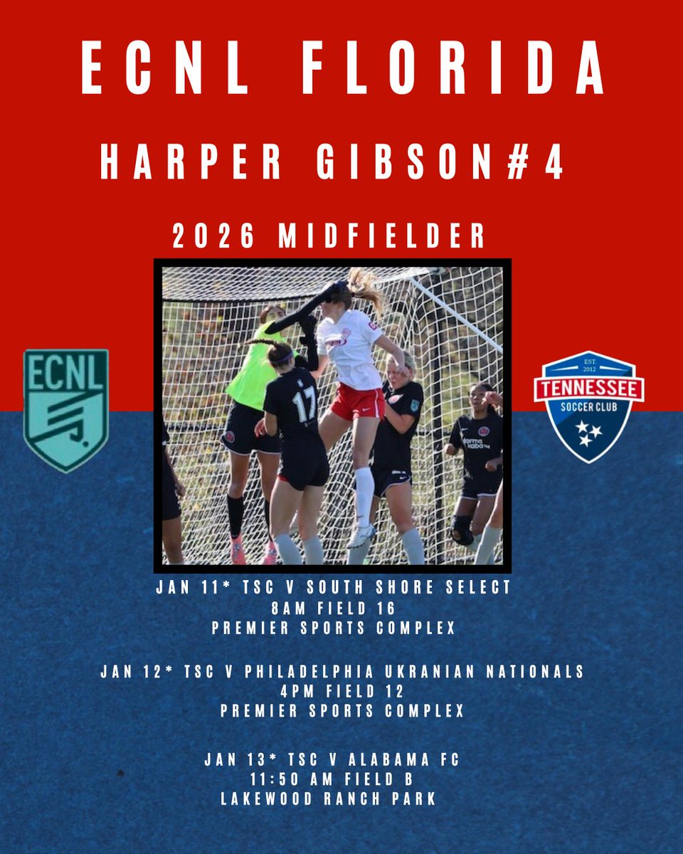 Harper Gibson (@harper_gibson4) on Twitter photo Final Countdown...#ECNLFL this weekend! Come check us out!
<a href="/ImYouthSoccer/">ECNL/GA/Recruiting/College Soccer</a>
<a href="/ECNLgirls/">ECNL Girls</a>
<a href="/ImCollegeSoccer/">College Soccer Truth ™</a>
<a href="/TSCECNL/">Tennessee Soccer Club ECNL</a> Final Countdown...#ECNLFL this weekend! Come check us out!
<a href="/ImYouthSoccer/">ECNL/GA/Recruiting/College Soccer</a>
<a href="/ECNLgirls/">ECNL Girls</a>
<a href="/ImCollegeSoccer/">College Soccer Truth ™</a>
<a href="/TSCECNL/">Tennessee Soccer Club ECNL</a>