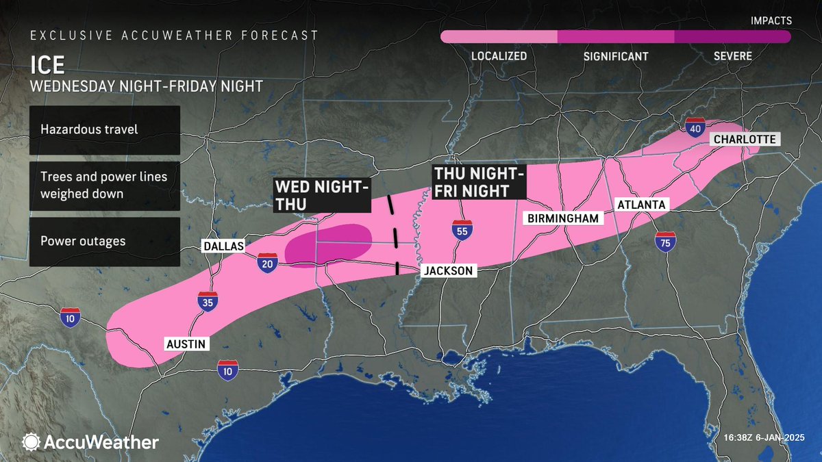 Buckle up... 

❄️ Lake-enhanced #snow in the Northeast and Appalachians

🥶 Bitterly cold Arctic air sends temperatures dropping 12-25 degrees below historical average across much of the eastern half of the country

🧊 A #winter #storm could bring major impacts to TX, OK, AR, LA