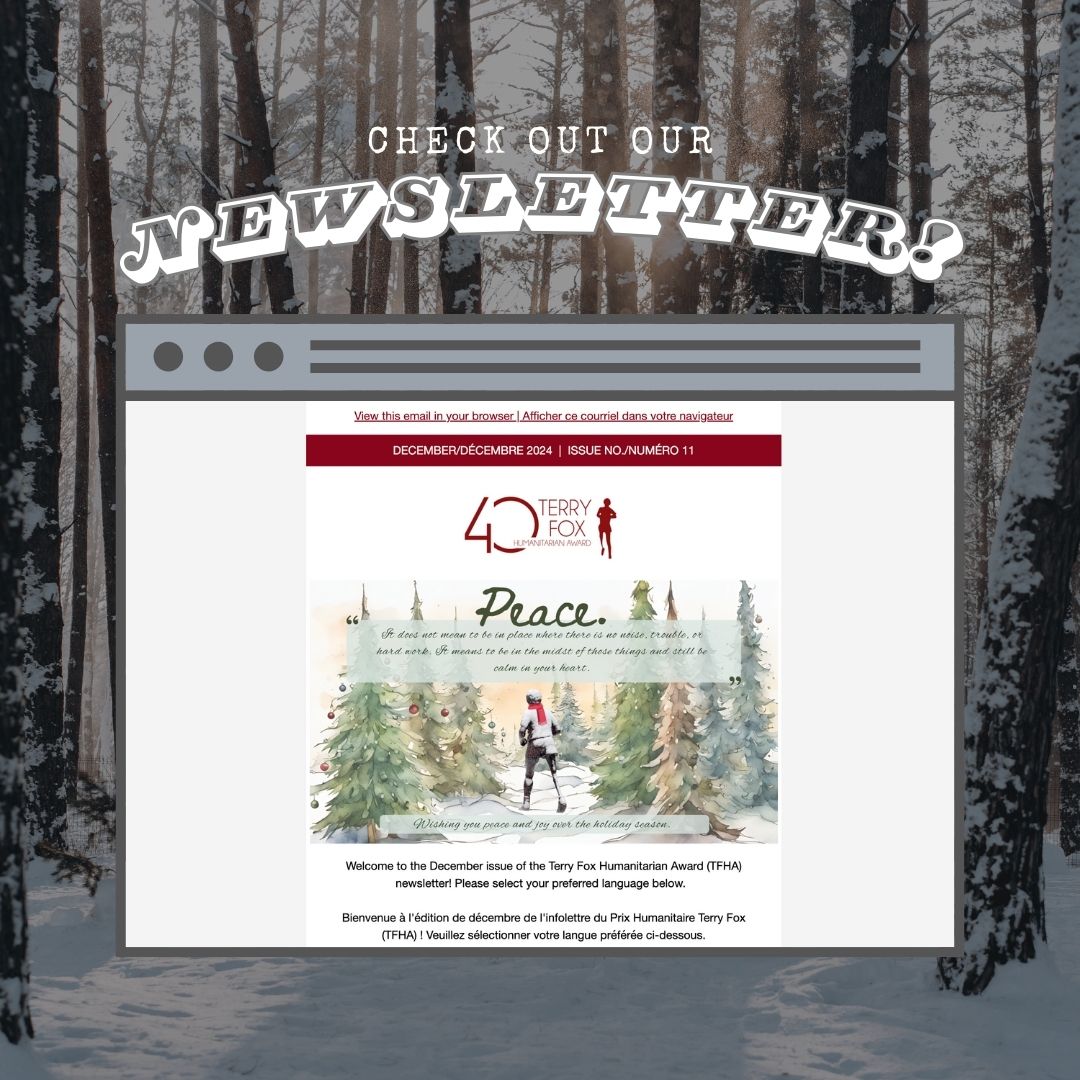 ✉️Get your dose of feel-good news! Receive uplifting updates on the recipients of the #TerryFoxHumanitarianAward and exciting opportunities from our newsletter! 

➡️terryfoxawards.ca/newsletter/

#TerryFoxLegacy #FeelGoodNews #Humanitarian #DoGood #CHPC #CDNpoli