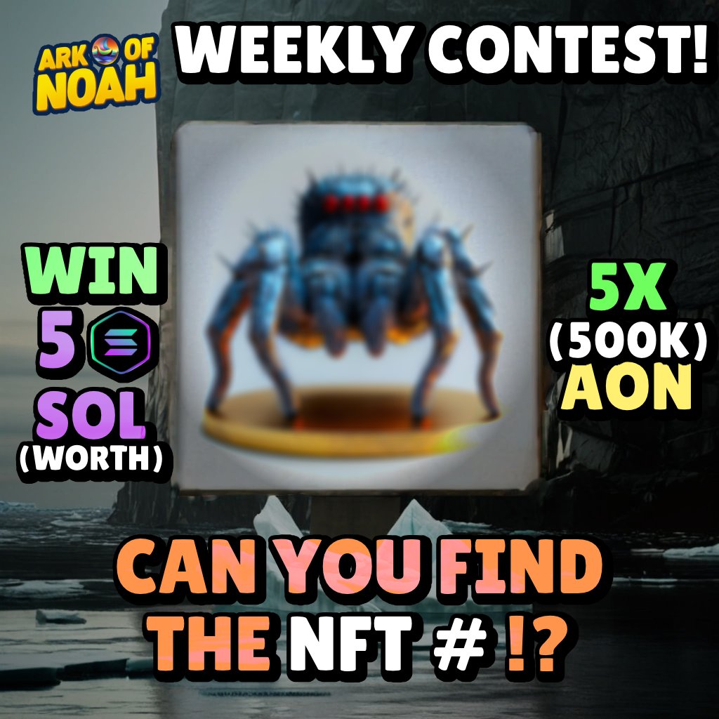Arkofnoah_io's tweet image. 🚨Guess the NFT #!🚨 This NFT’s number is one for the books—can you figure it out? 🧐 Blurred but bold—take a closer look at this mysterious creature! Drop your guess in the comments for a chance to WIN 50 SOL (WORTH) &amp;amp; 5X (500K) AON! 🧊🌊 #Web3 #NFTContest