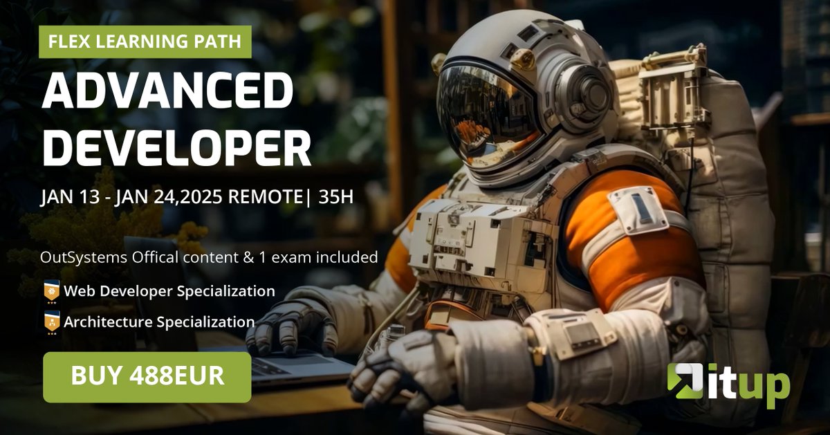 _ITUp_'s tweet image. zurl.co/1ffaO 
🚀 Advanced Developer Course – Starts January 13!
 All content is OutSystems Official and it includes 1 certification exam!
Spots are limited—buy now!

#AdvancedDeveloper #FlexLearning #UpskillNow #OutSystems #ITUp #lowcode #softwaredevelopment