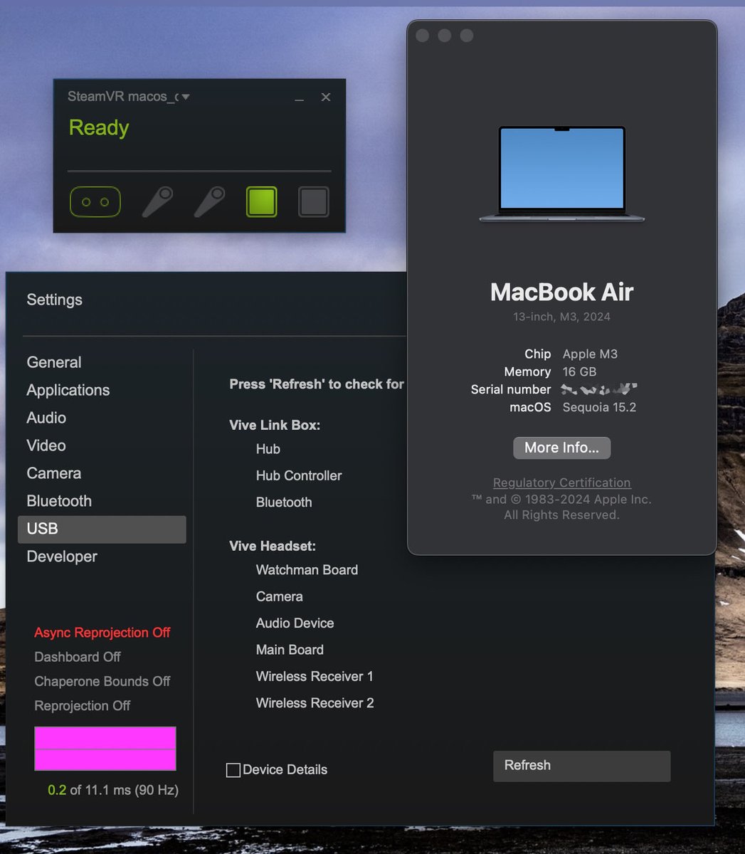 First steps towards a working macOS version of SteamVR, running on Apple M-Series. Headset is displaying but tracking isn't working yet.