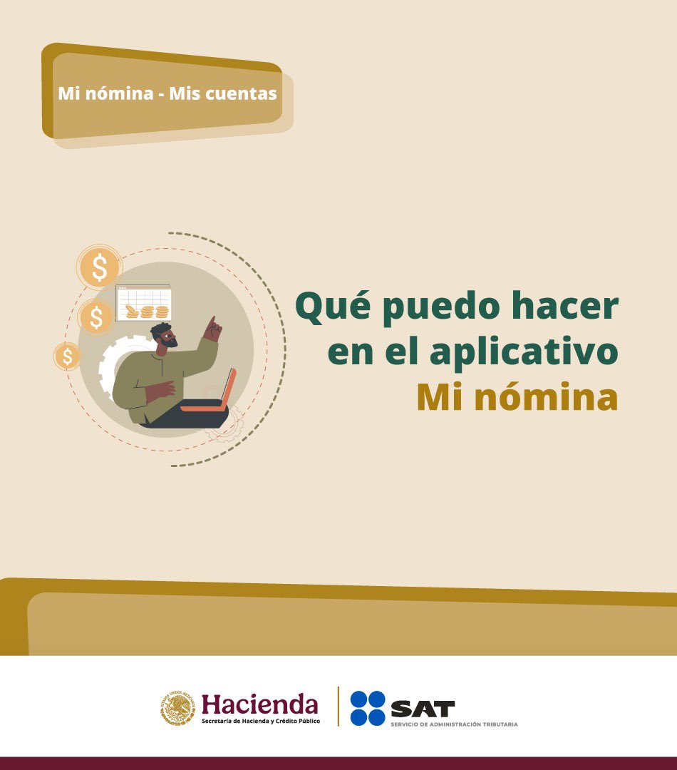 SATMX's tweet photo. Si eres persona empleadora, utiliza el aplicativo Mi nómina - Mis cuentas para generar tus facturas por los pagos de sueldos y salarios o ingresos asimilados, así como las retenciones de ISR que les hagas a tus personas trabajadoras, ya sea en forma individual o masiva.

Ingresa aquí: https://t.co/SHc5mMDQOj