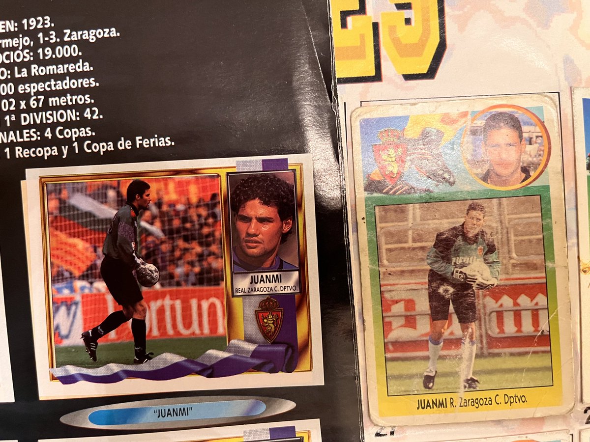 LMandarinE's tweet photo. Juanmi en sus años de futbolista. Lo acabo de encontrar en el álbum del 95-96. Hoy comentando con Roberto Carlos en #LaCopaRTVE https://t.co/SqMqqnOXIW