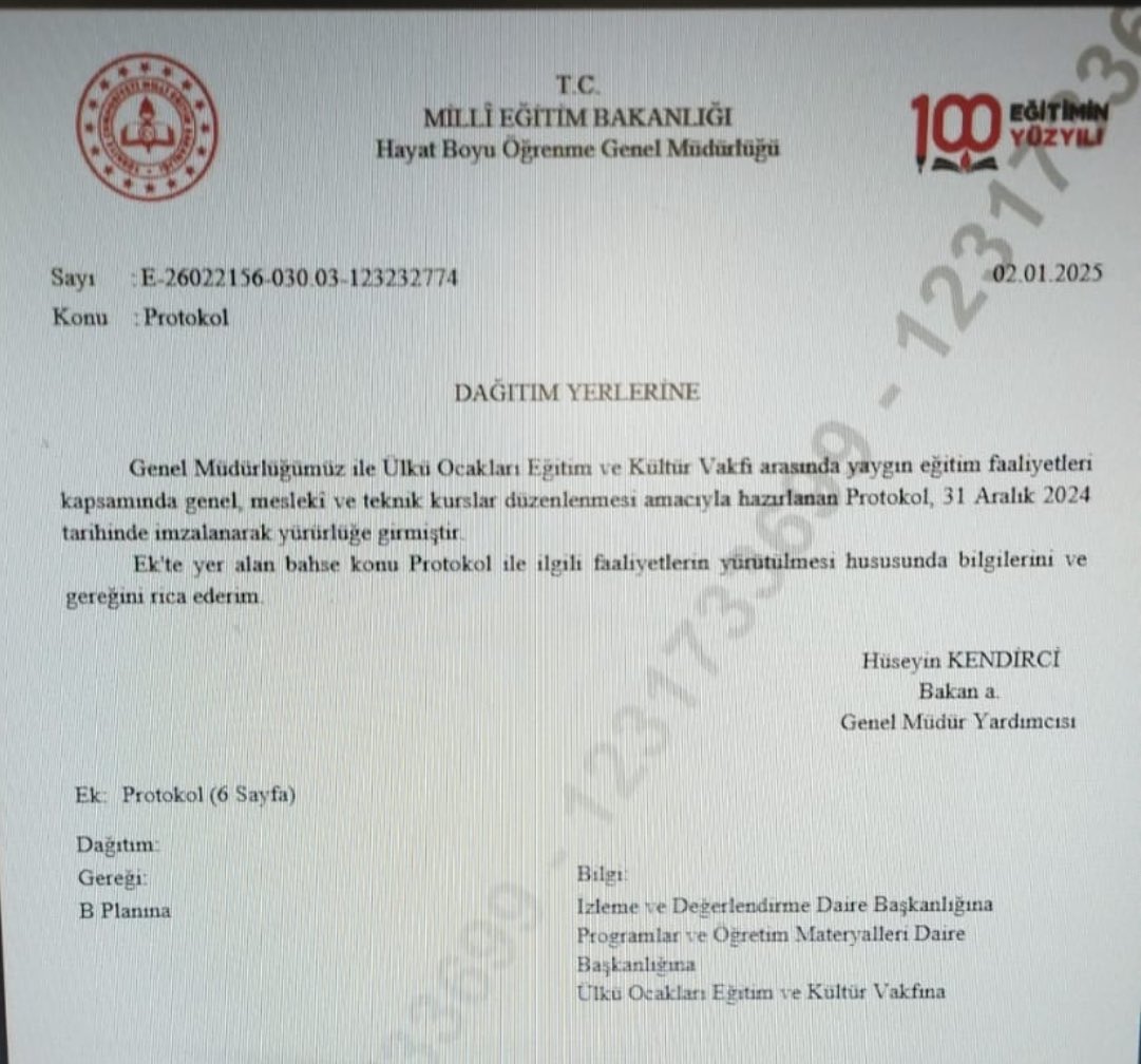 Milli Eğitim Bakanlığı ile Ülkü Ocakları arasında imzalanan protokol sağlam adımlarla Türk Asrı’na yürüyen bir gençliğin habercisidir.
Var olsun Ülkü Ocakları