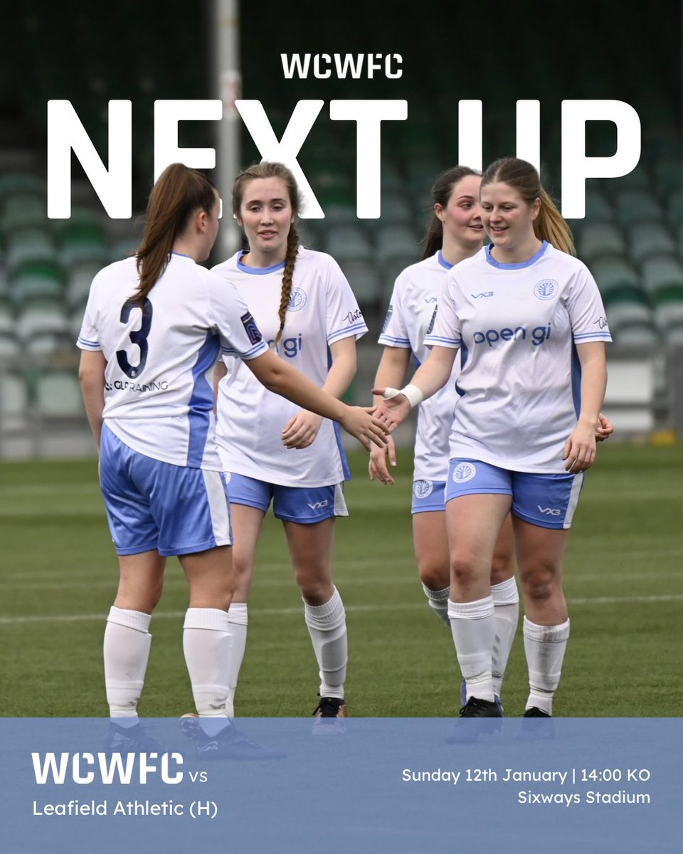 WCWomenFC's tweet photo. NEXT UP! 🏡

Our first game of 2025 (take✌️)

🆚 @LeafieldAthLFC 
⏰ 14:00 KO
🏟️ Sixways Stadium, WR3 8ZE
🏆 @FAWNL 
🎟️ £5 for Adults, £3 for Concessions and £1 for Under 16s*
🅿️ Free Parking
🍴Refreshments Available

🎟️👉https://t.co/xAxiyyAnS1

#WCWFC #RISE #WorcestershireHour https://t.co/JRttAHBVp5
