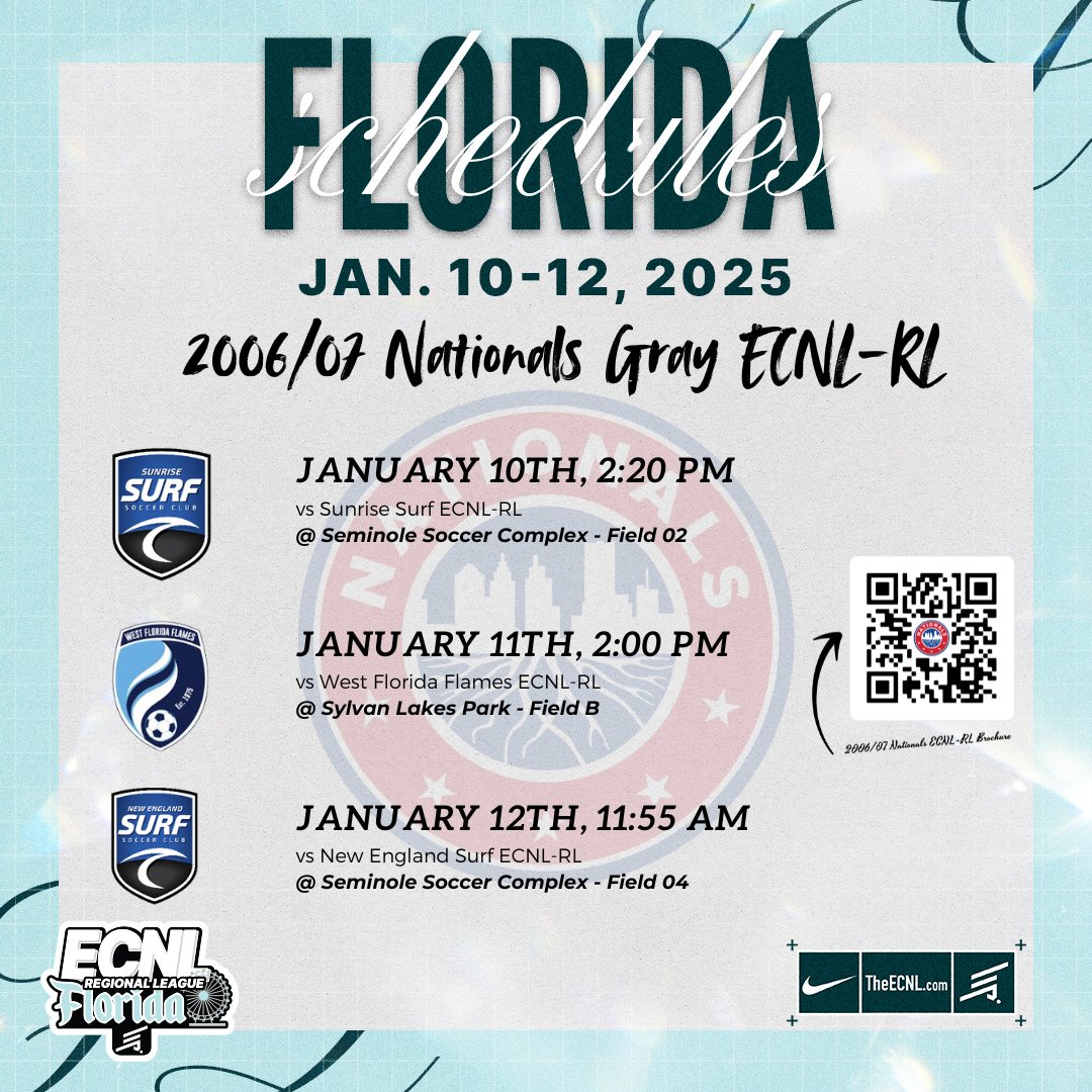 Nationals Girls Academy (@nationalsga) on Twitter photo We are heading to <a href="/ECNLgirls/">ECNL Girls</a> Florida Events this weekend as our 2007 & 2009 Blue ECNL Teams compete in the ECNL event, while our 2006/07 & 2008 Gray ECNL-RL Teams compete in the ECNL-RL event!
We are excited about the incredible competition, college exposure, and some Florida We are heading to <a href="/ECNLgirls/">ECNL Girls</a> Florida Events this weekend as our 2007 & 2009 Blue ECNL Teams compete in the ECNL event, while our 2006/07 & 2008 Gray ECNL-RL Teams compete in the ECNL-RL event!
We are excited about the incredible competition, college exposure, and some Florida