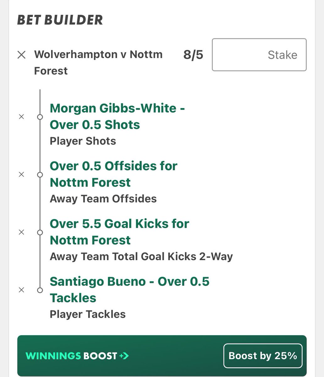 A bet builder for tonight’s premier league clashes between Wolves and Nottingham
Forest 

Smash a like if following ❤️