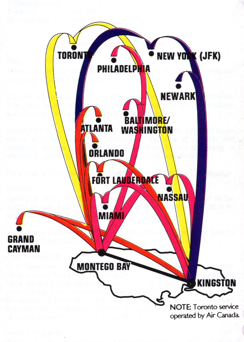 AvGeek71's tweet image. Two different route map styles from Air Jamaica. On the left is October, 1995 and on the right is December, 1995.
#avgeek #avgeeks #airline #airlines #travel